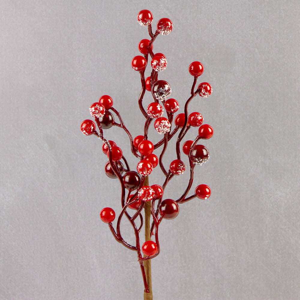 Lot of 12 Frosted Burgundy Artificial Berry 17″ Floral Stems