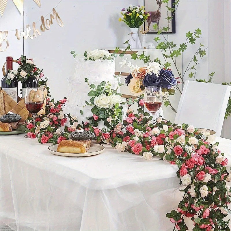 Artificial Rose Flower Vine Wall Hanging Wedding Garden Arch DIY Decor