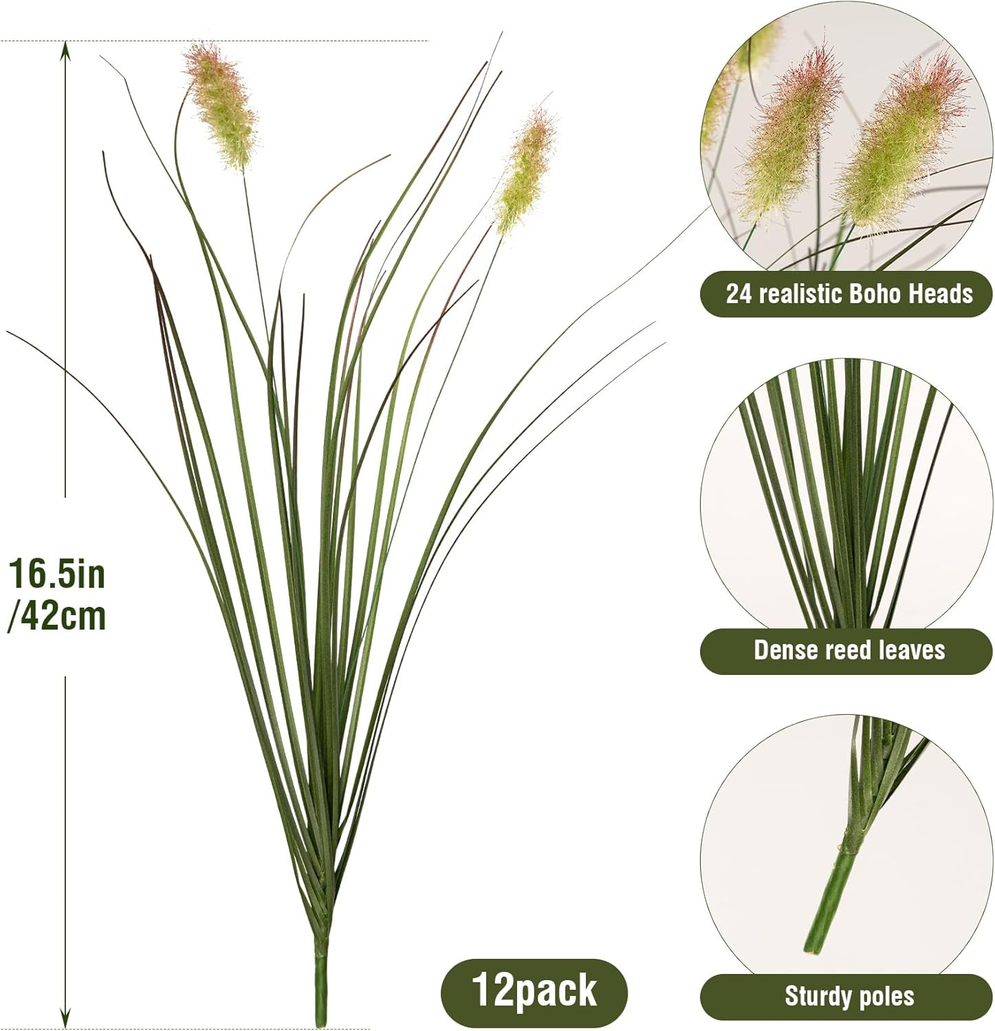12PCS Artificial Grass & Shrubs – Lush Greenery for Indoor/Outdoor Decor