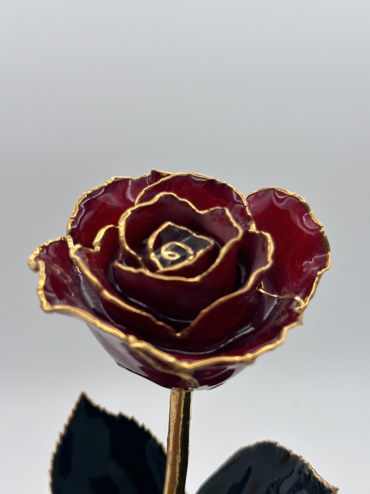 Valentines Day Real Rose Dipped & Preserved In 24 Karat Gold