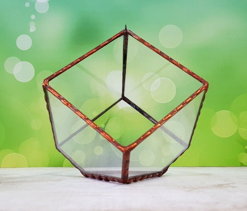 Stained Glass Terrarium Cube Geometric Transparent 2 mm Planter For Indoor