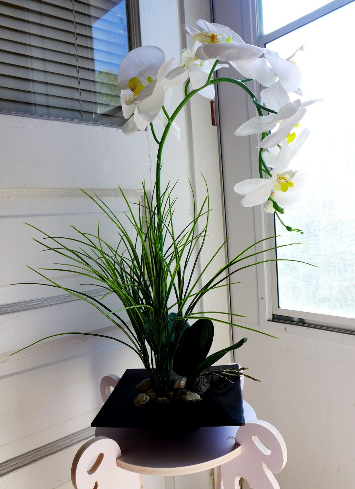 3 Pcs Artificial Plants Butterfly Orchid Flower With Fake Grass (#43)