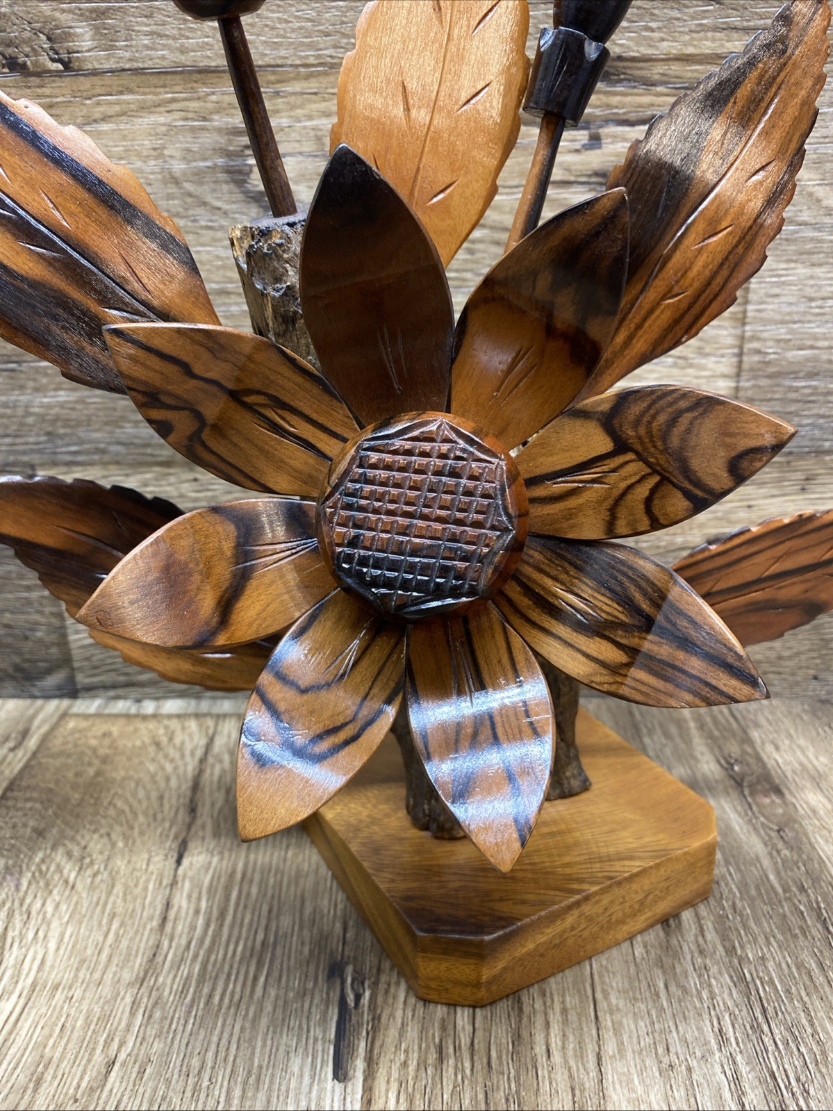 Wood Flower Arrangements Carved Hardwood Decor