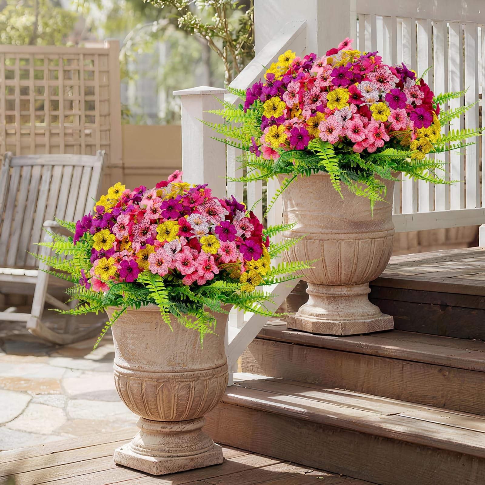 24 Bundles Artificial Flowers for Outdoor, UV Resistant Fake Flowers No Fade …