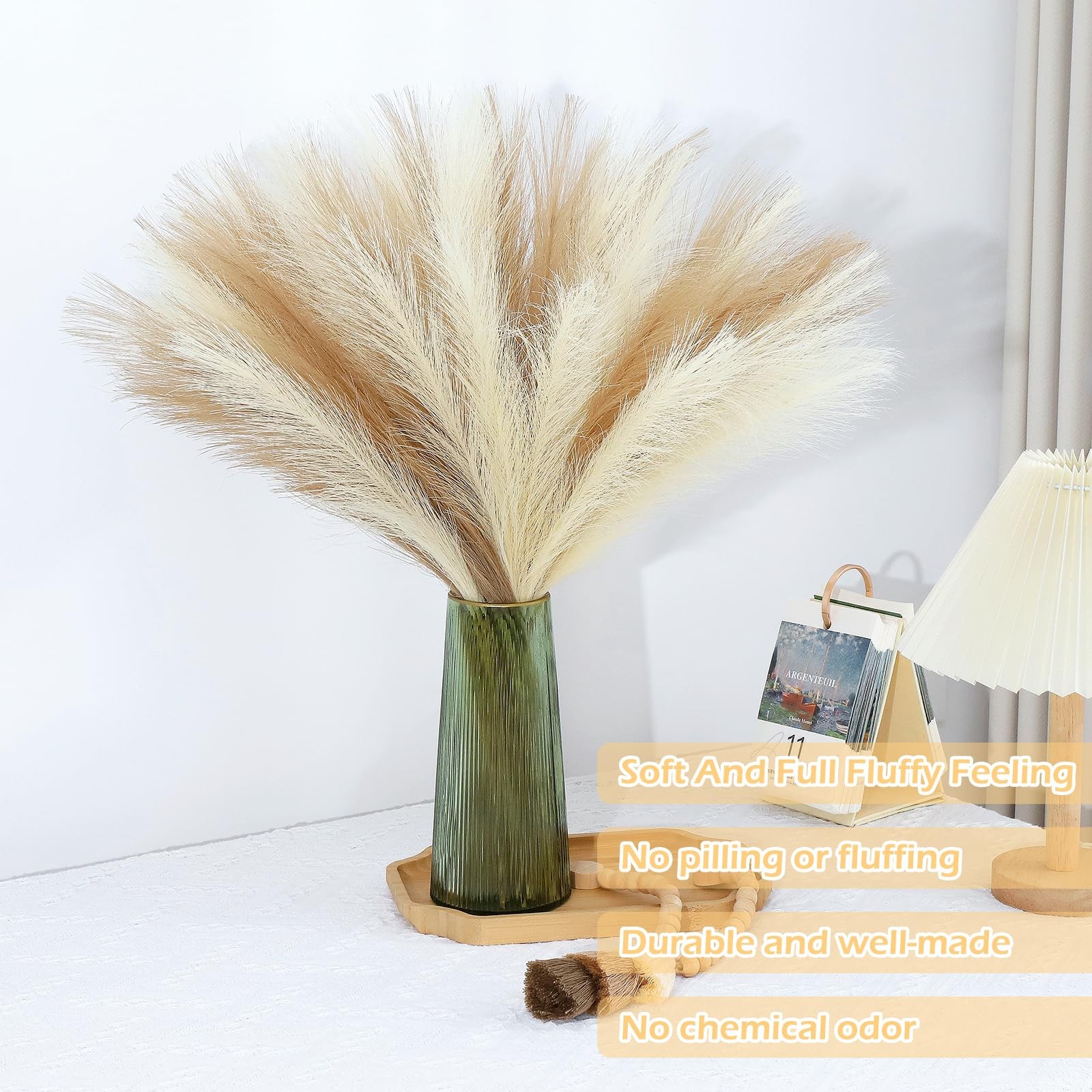 Pampas Grass Decor 30 Pcs 21.7 Inch Faux Brown Pampas Grass Bulk Artificial D…