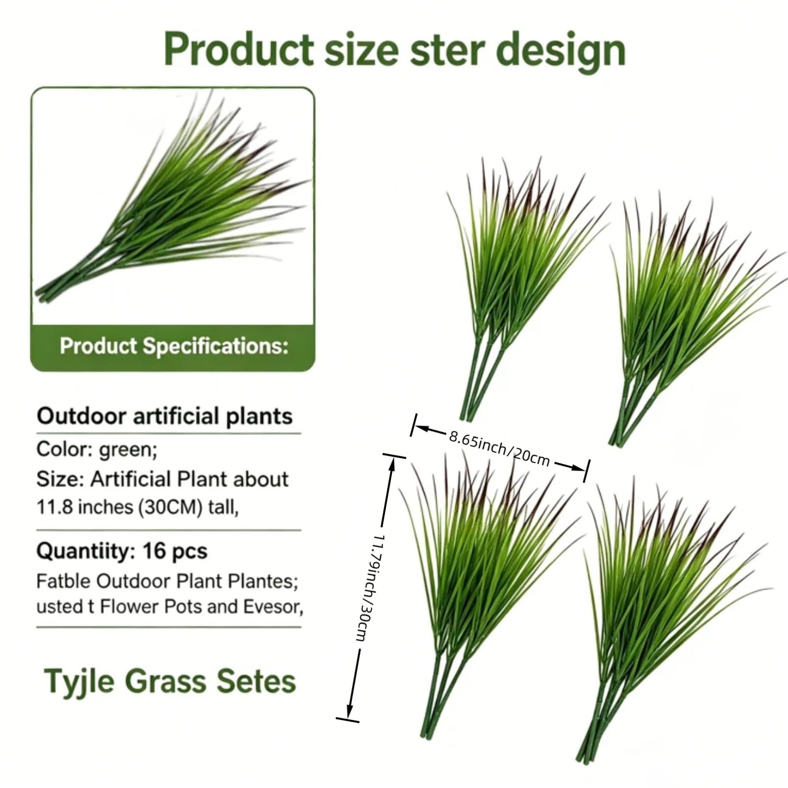 16pcs Artificial Grass Plants: 11.8″ Faux Shrubs Wheat Grass Greenery Stems F…