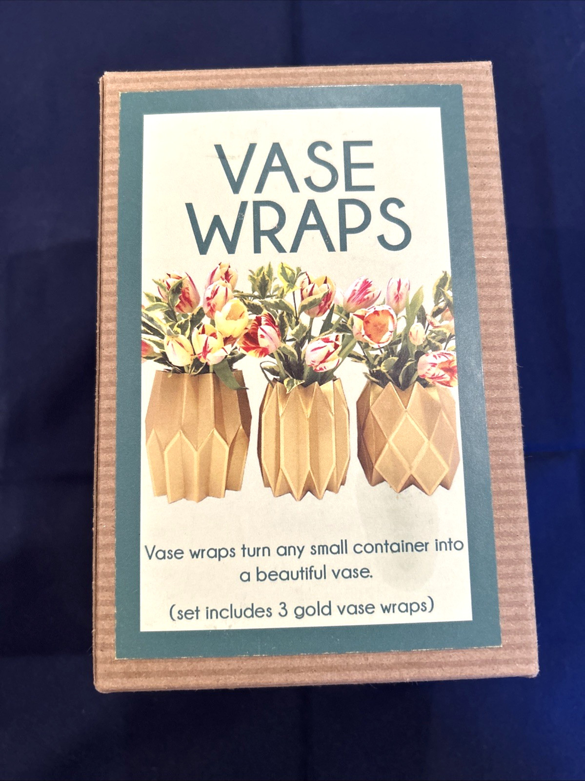 NIB LUCY GRYMES Paper Vase Wraps GOLD Pack of 3 Home Decor FREE SHIP!