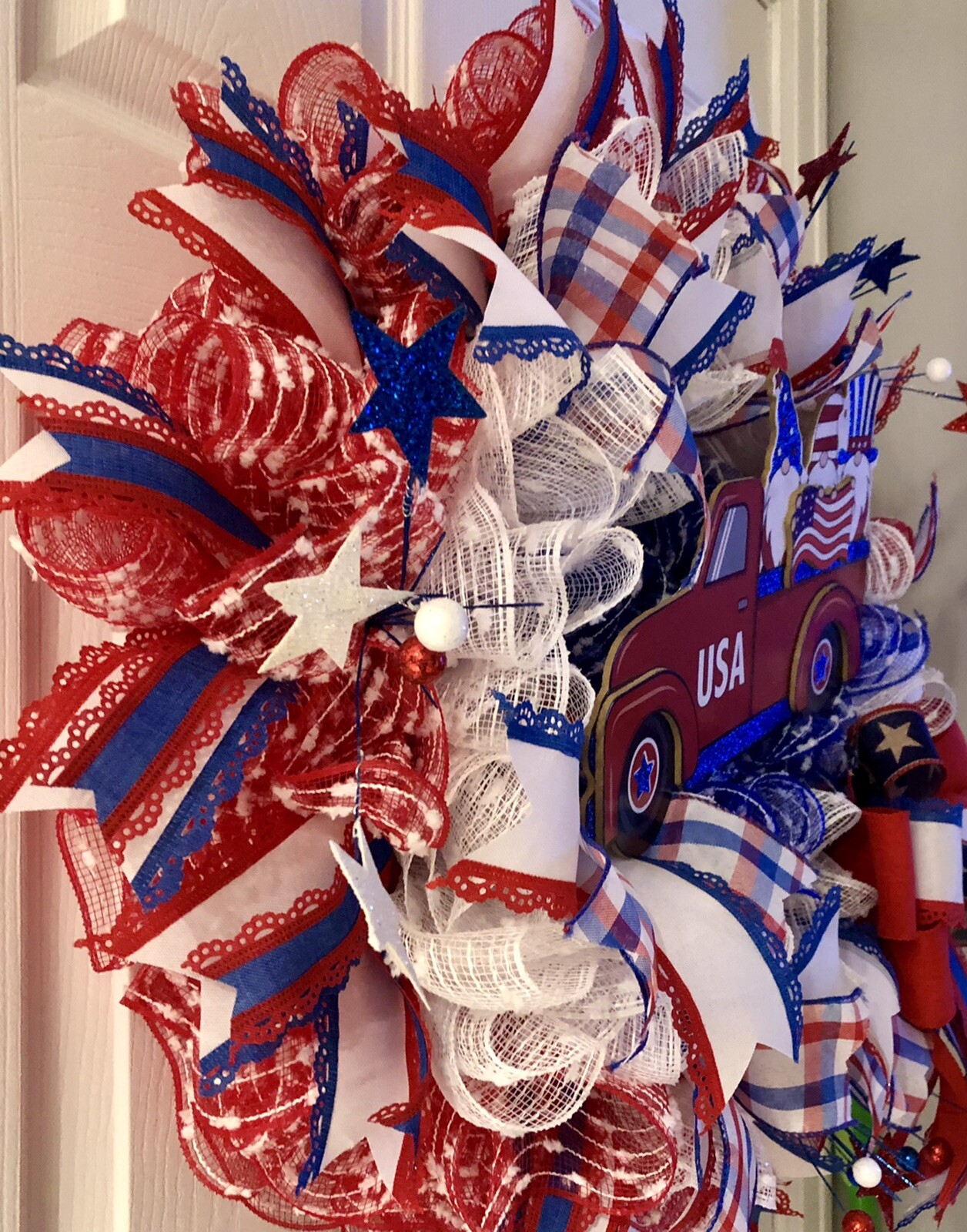 Patriotic Wreath Memorial Day, 4th Of July, Veterans Day Summer Wreath.
