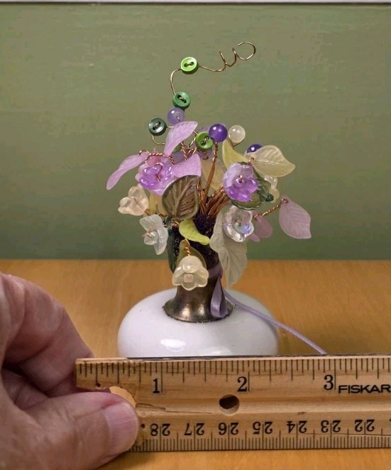 Forever Beaded Flower Bouquet – Glass & Acrylic in Doorknob Vase – OOAK