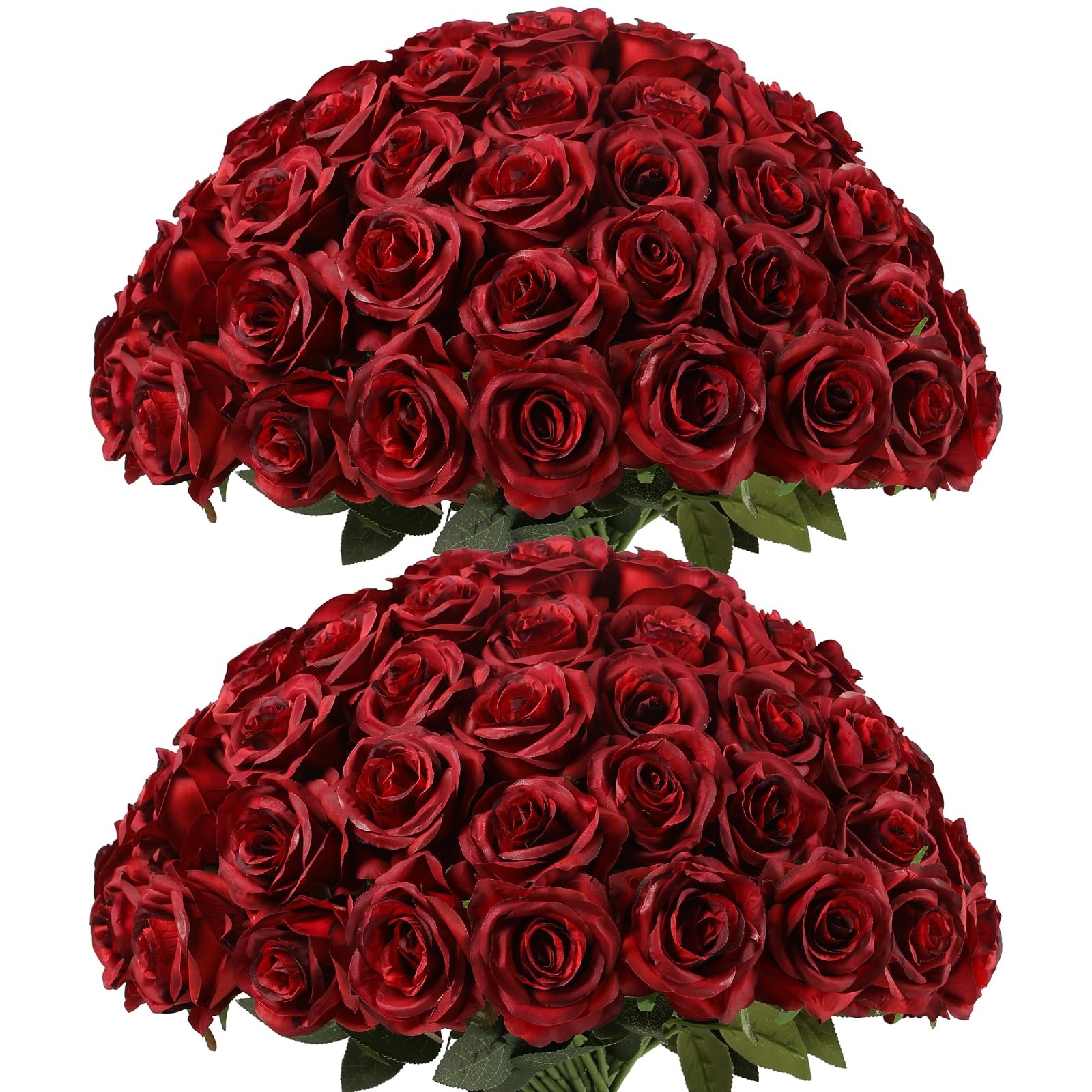 80 Pcs Burgundy Roses Artificial Flowers Bulk, Maroon Flowers Artificial Silk…