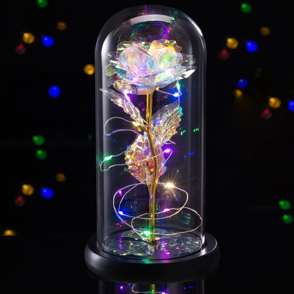 Brand New – Crystal Galaxy Enchanted LED Glass Forever Rose Home Decoration Gift