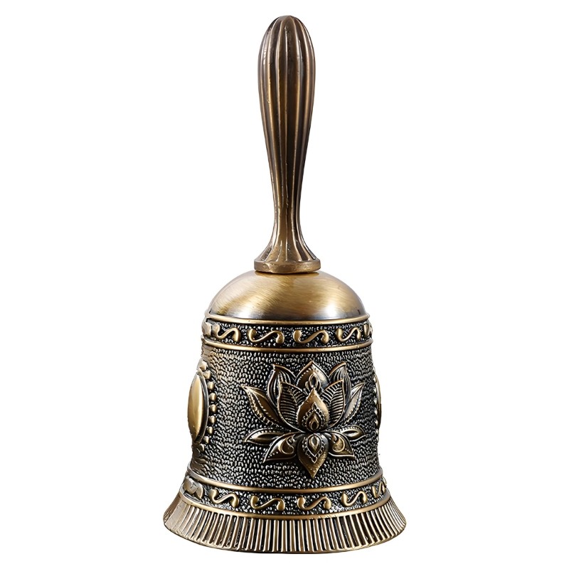 Flower Pattern Metal Hand Bell Handbell for Teaching, Props, and Table Display