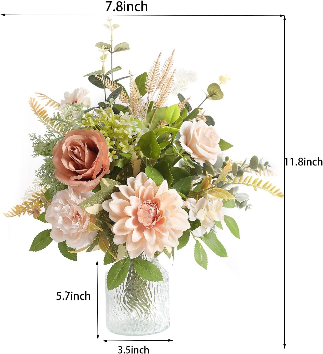Silk Rose Flowers in Vase, Artificial Flowers Arrangement with Vase New