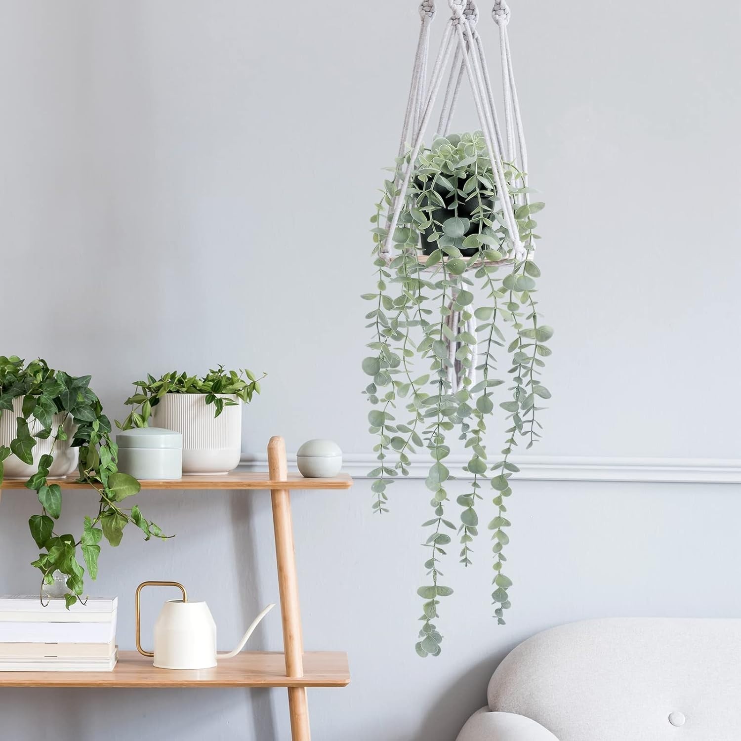 Versatile 2 Pcs Eucalyptus Hanging Plants – Durable Plastic for Any Room