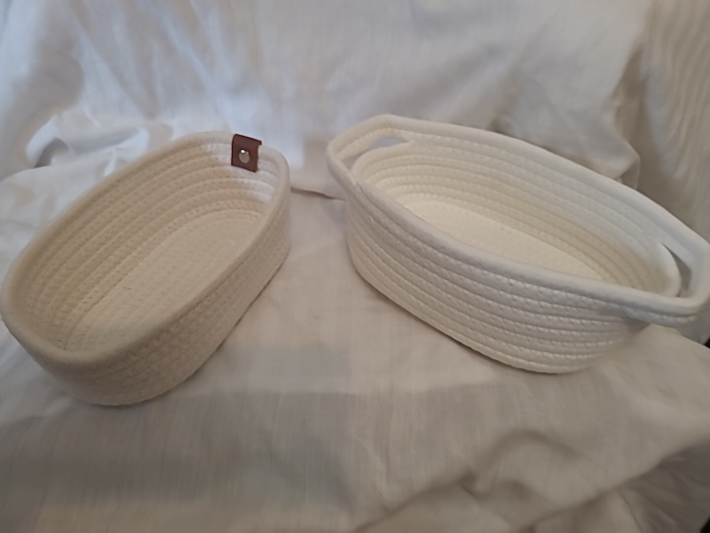 Set of 4 Decorative & Artificial Green Plants-White In Ceramic Pots W/baskets