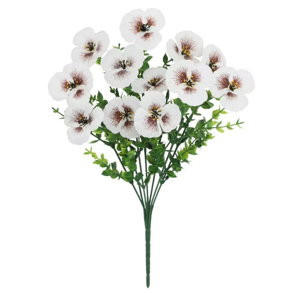 Artificial Pansy Bunch 35cm in Sunset Red Light Purple Bright Red Yellow White