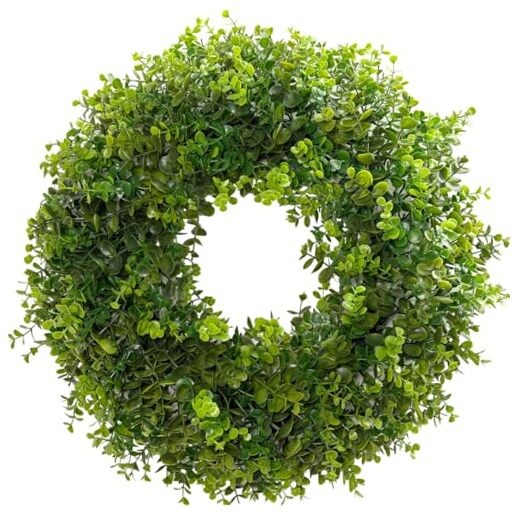 18 Inch Boxwood Wreath for Front Door-Artificial Spring 02-18 Inch Green
