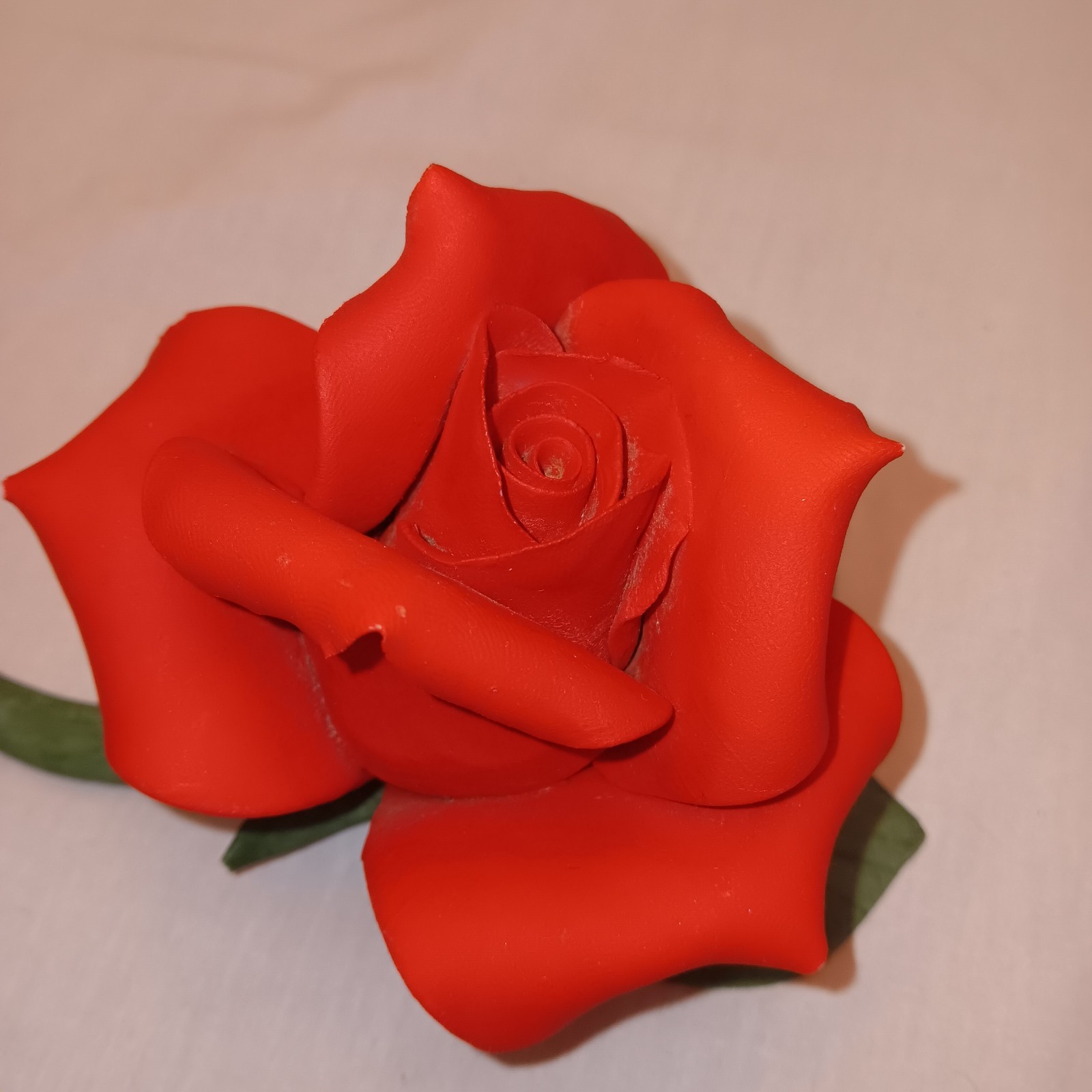 Vtg Capodimonte Red Rose on Stem Romantic Decor Made in Italy