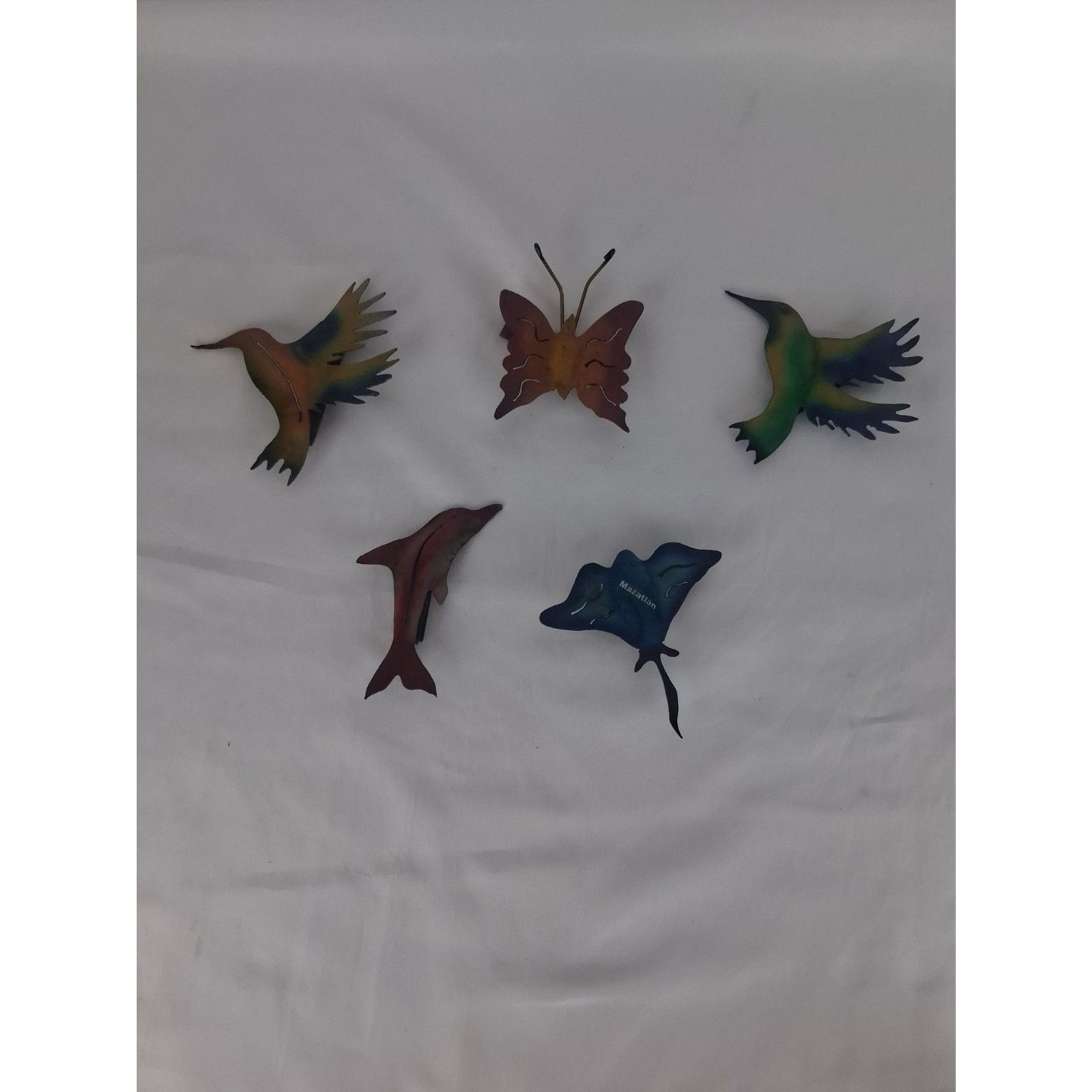 5 Colorful Metal Refrigerator Magnets Hummingbirds Butterfly Dolphin Stingray