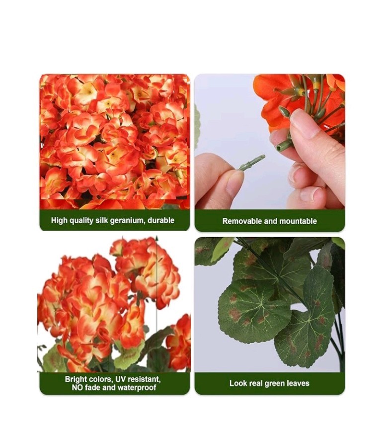 8 Bundles Fall Flowers Artificial for Decoration, Fake Geraniums Artificial 14″