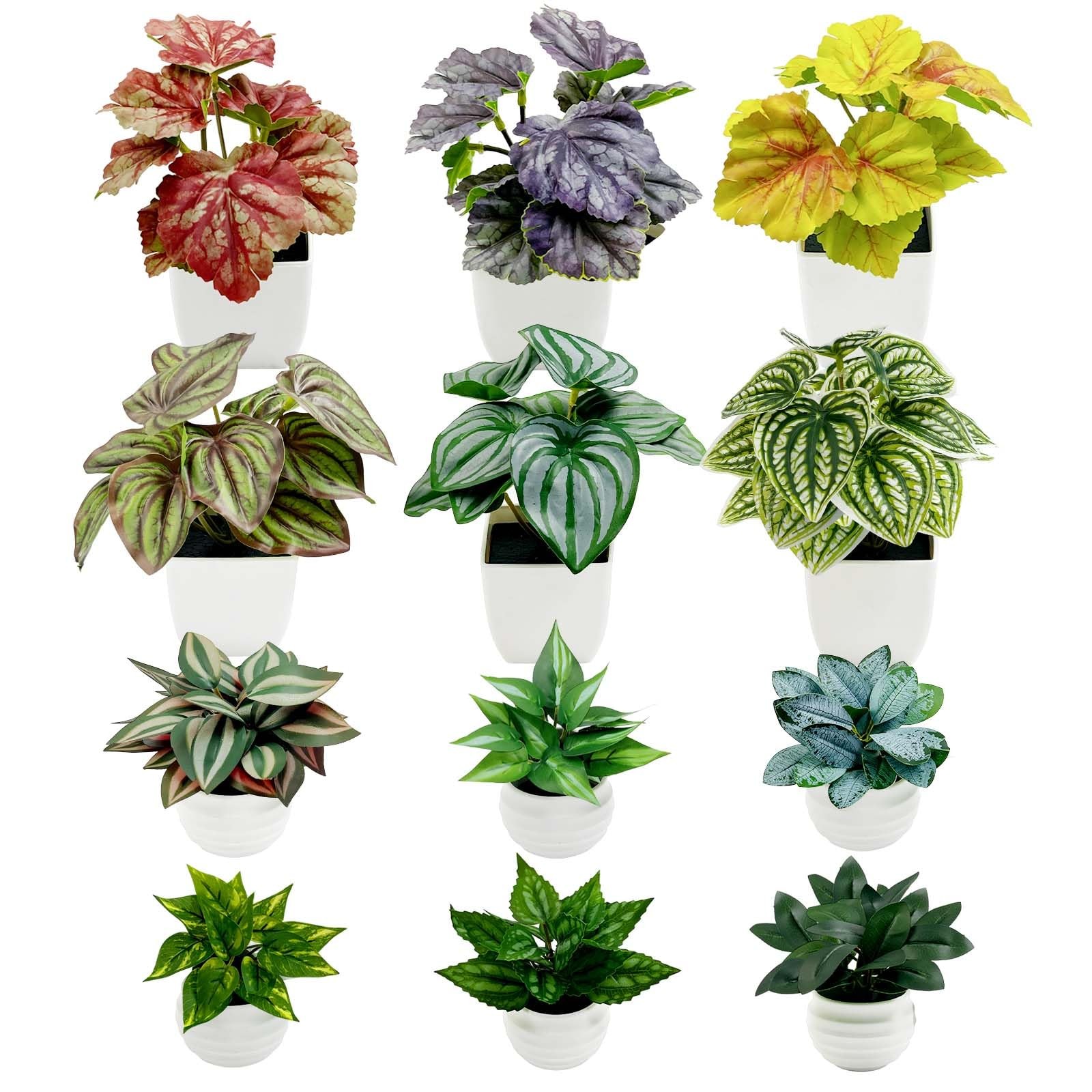 12 Pack Small Artificial Plants in Pots 5.5 3.5 Inch Mini Potted Fake Plant