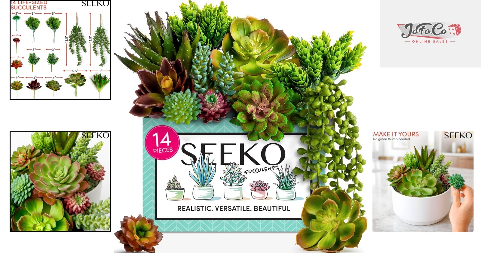 14 UV-Resistant Artificial Succulents – Realistic Home & Office Decor