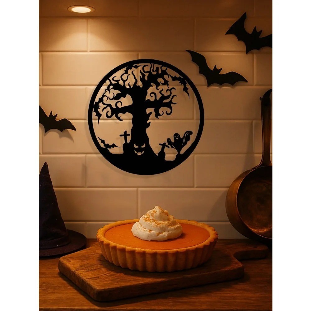 Gothic Halloween Black Iron Tree Wall Art – Spooky Living Room Outdoor Decor