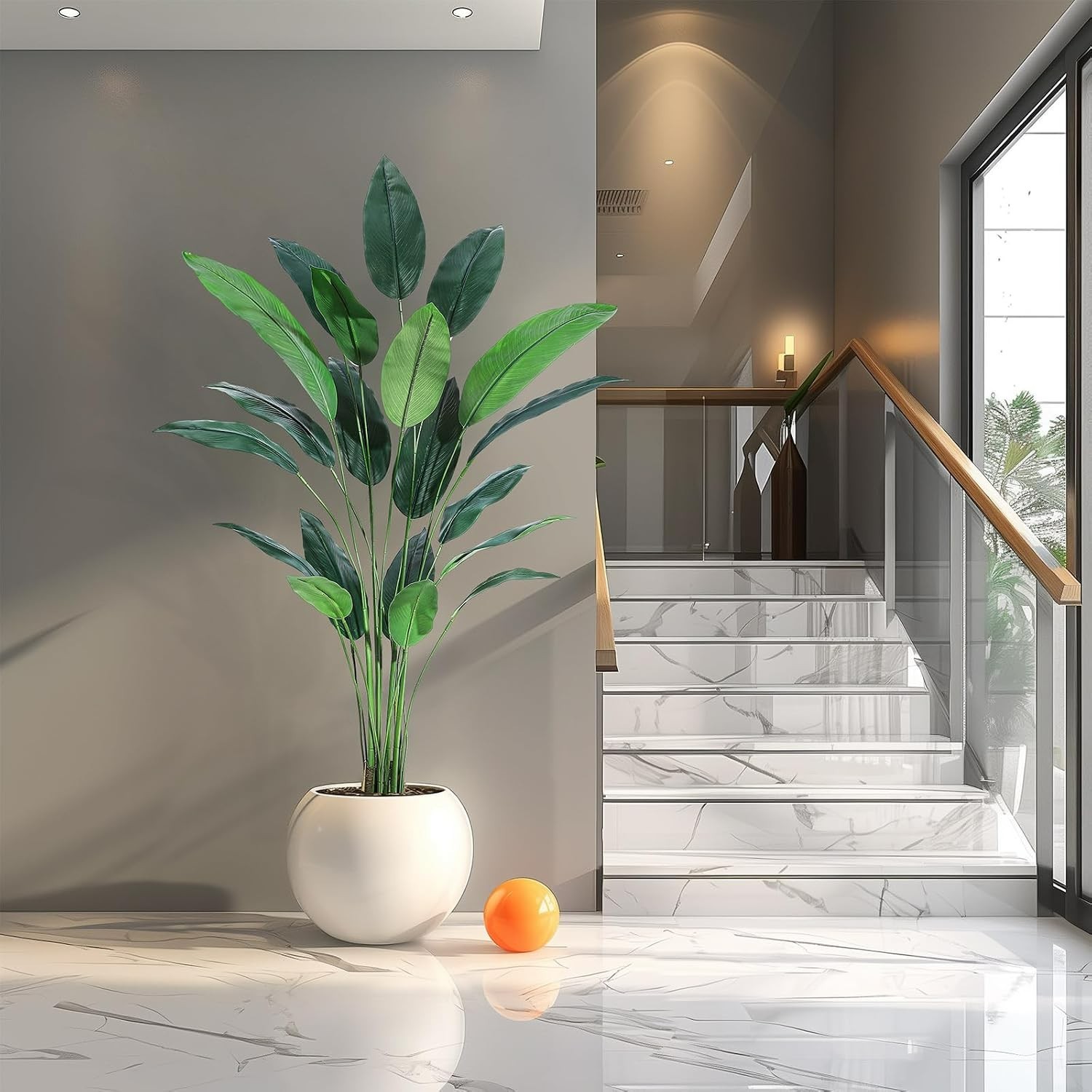 Artificial Bird of Paradise Plant 7 ft(84 in) Fake Palm Tree for Indoor Outdoor