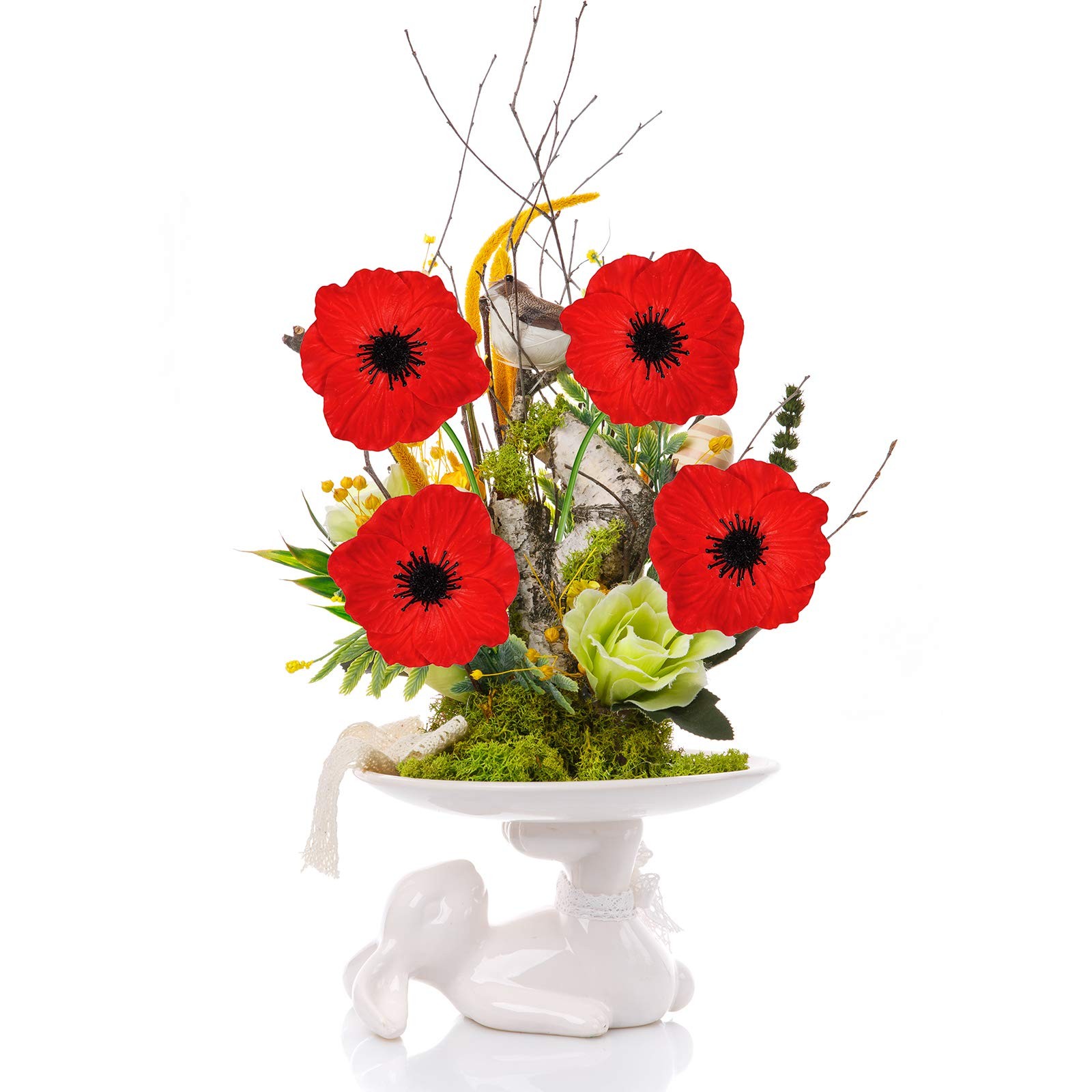 24 Pcs Artificial Red Flower Stems Pu Real Touch Flower Fake Flowers In Red With
