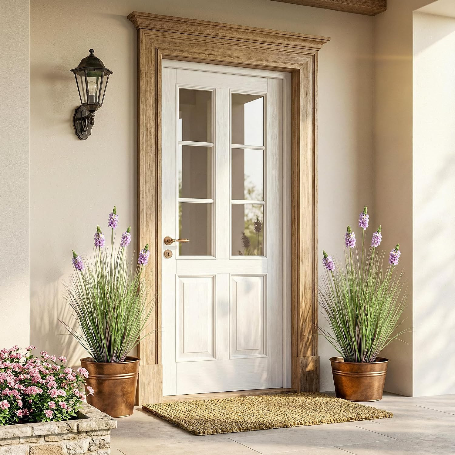Artificial Plants Indoor Tall Grass Plants with Lilac Flower 35.4In Tall Artific