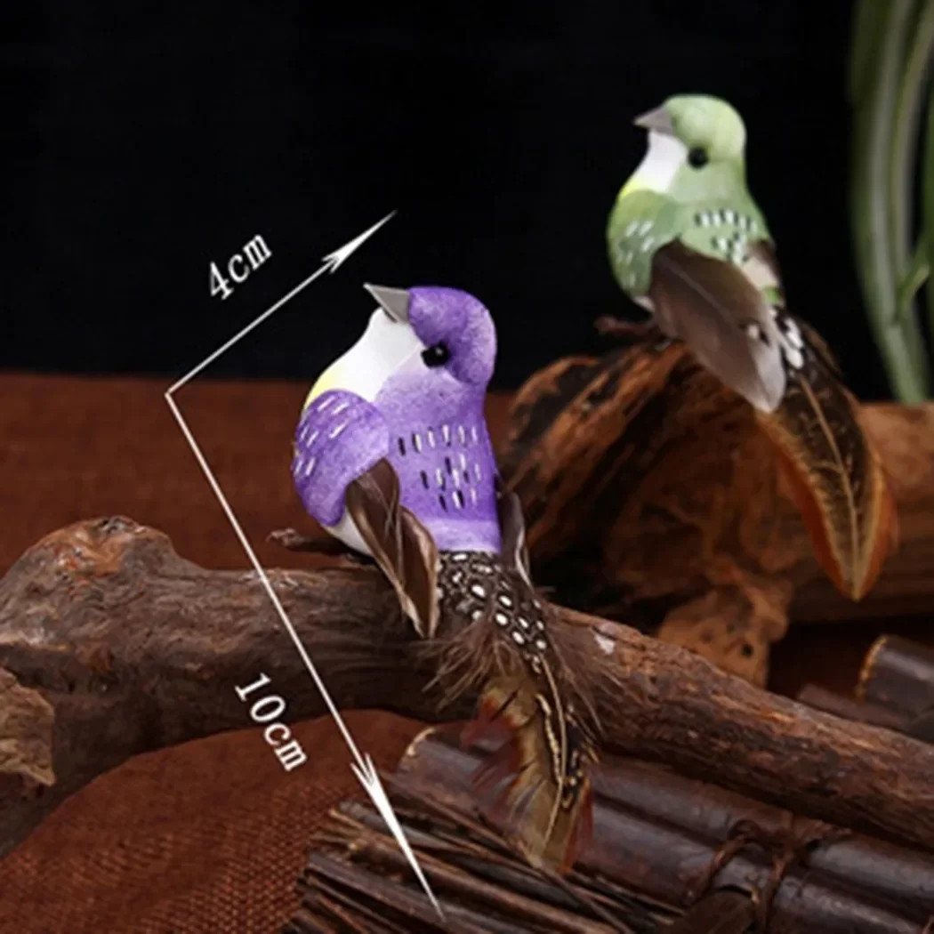 6Pcs Artificial Birds Fake Foam Animal Simulation Feather Birds Models DIY.