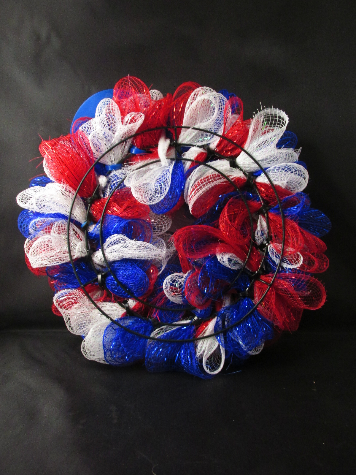 8 Inch Patriotic Ruffle Flower Deco Mesh Wreath