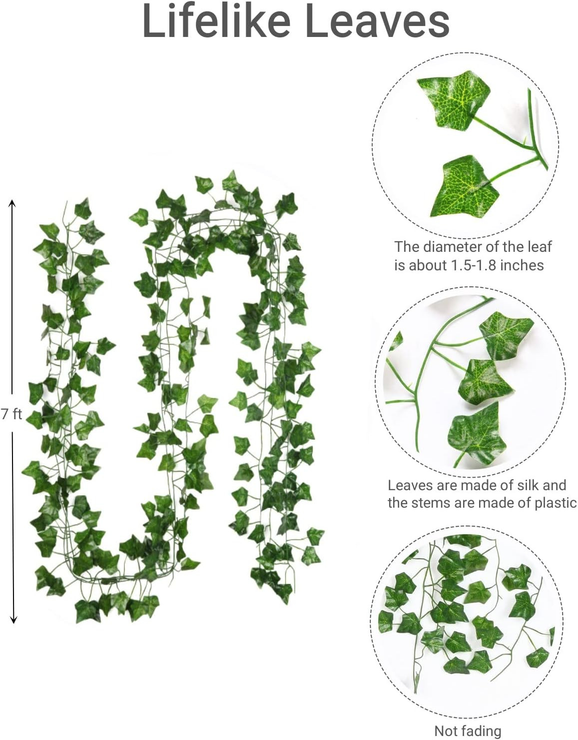 Fake Vines for Room Decor(12 Pack 84 Feet) Aesthetic Artificial Plant Ivy Leaves