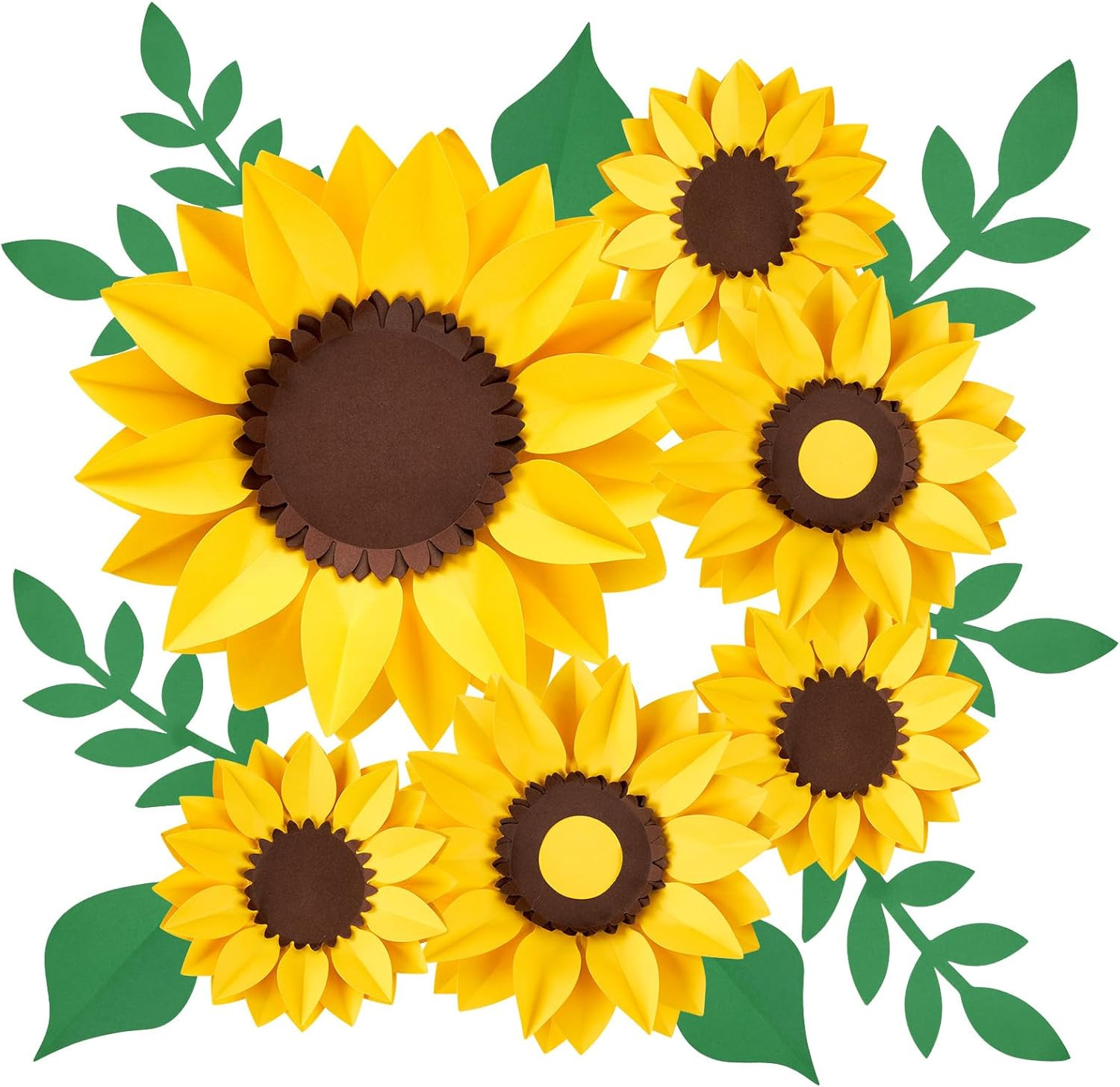 15Pcs Sunflower Wall Decor, Paper Flower for Wall with 3D Artificial Flowers Yel