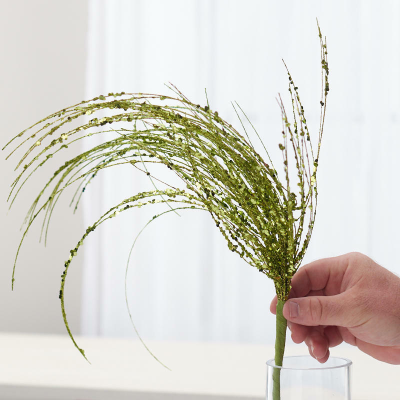 Light Green Glitter Fountain Grass Sprays | 2 Sprays