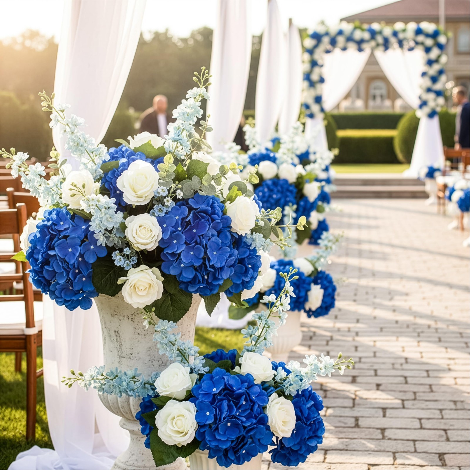 104 PCS Royal Blue Silk Hydrangea Flowers with Stems – DIY Wedding, Home, Party