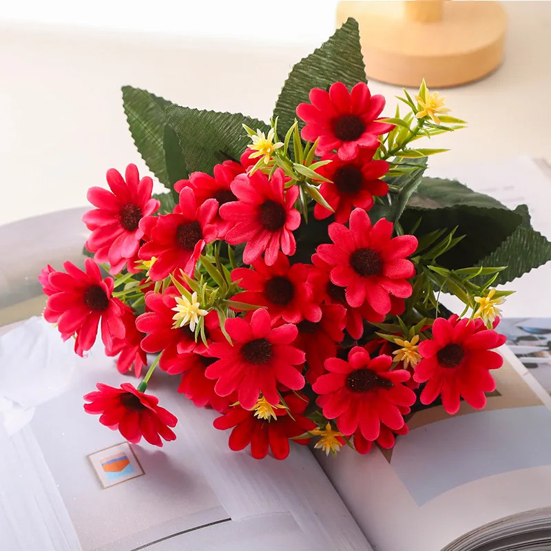 5 Fork 15Head Artificial Daisy Gerbera Flower Chamomile Flower Wedding Home Deco