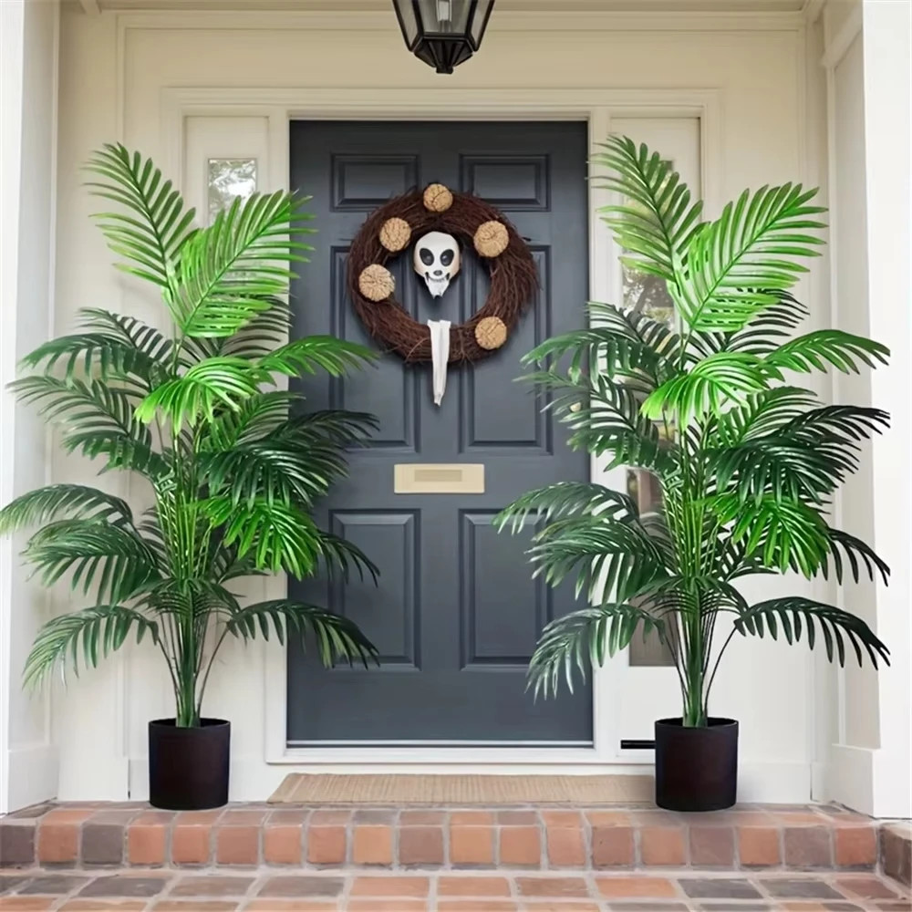 24 Leaves Areca Palm Artificial Plants Trees in Pot Plastic Green Fake Plant Tre