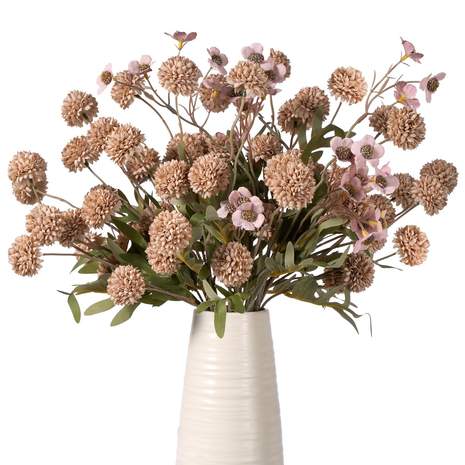 8PCS Fake Flowers Artificial Chrysanthemum Faux Mums Matching 2PCS Rose Red D…