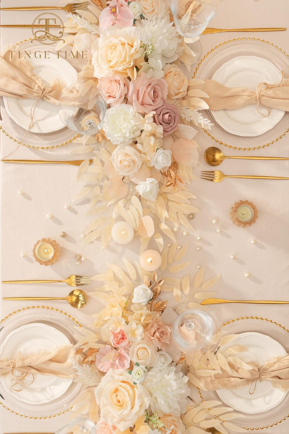 Champagne Pink Flower Garlands – 2 PCS Eucalyptus for Wedding & Home Decor