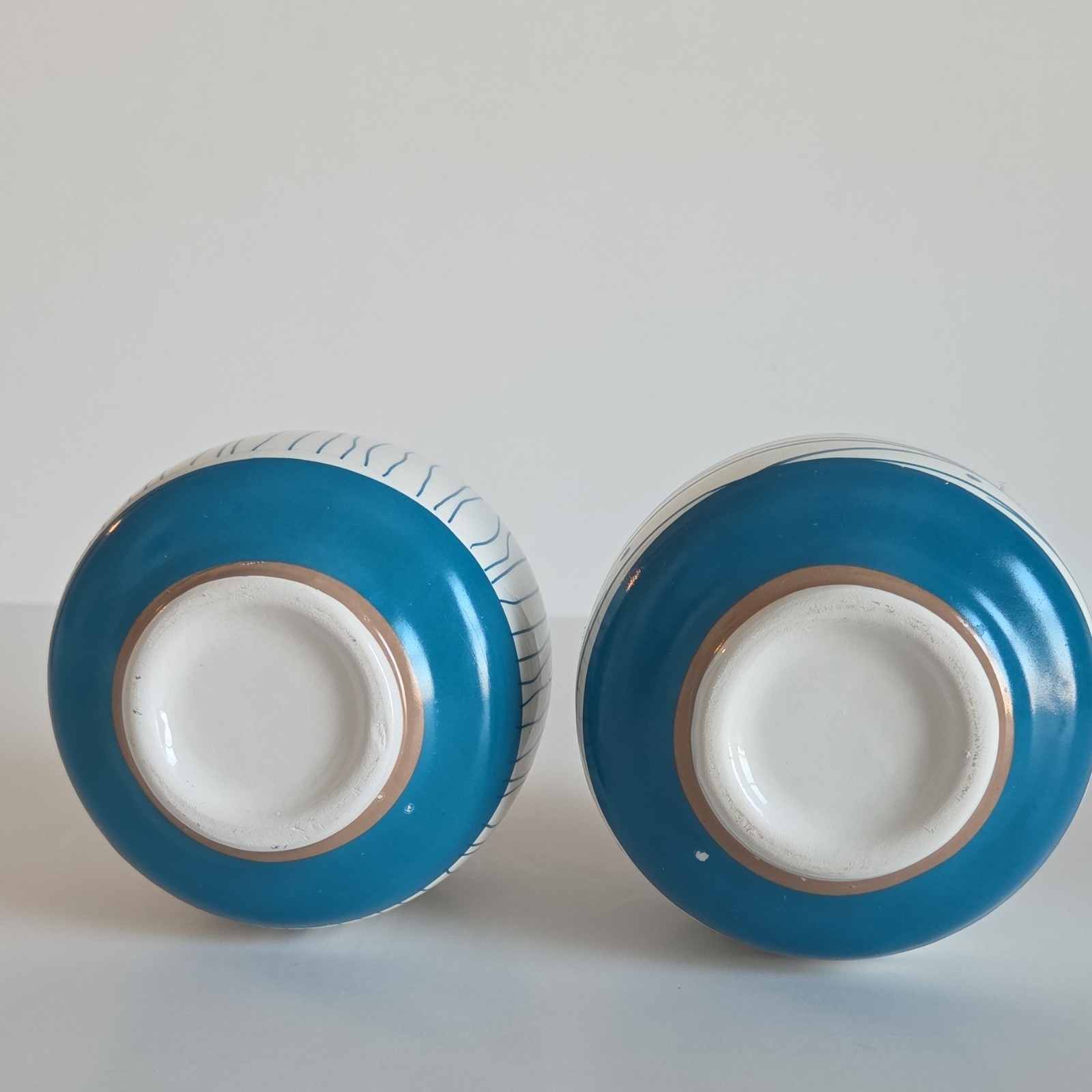 Set of 2 Artificial Succulent Southwest Decor Blue and White Ceramic Pots