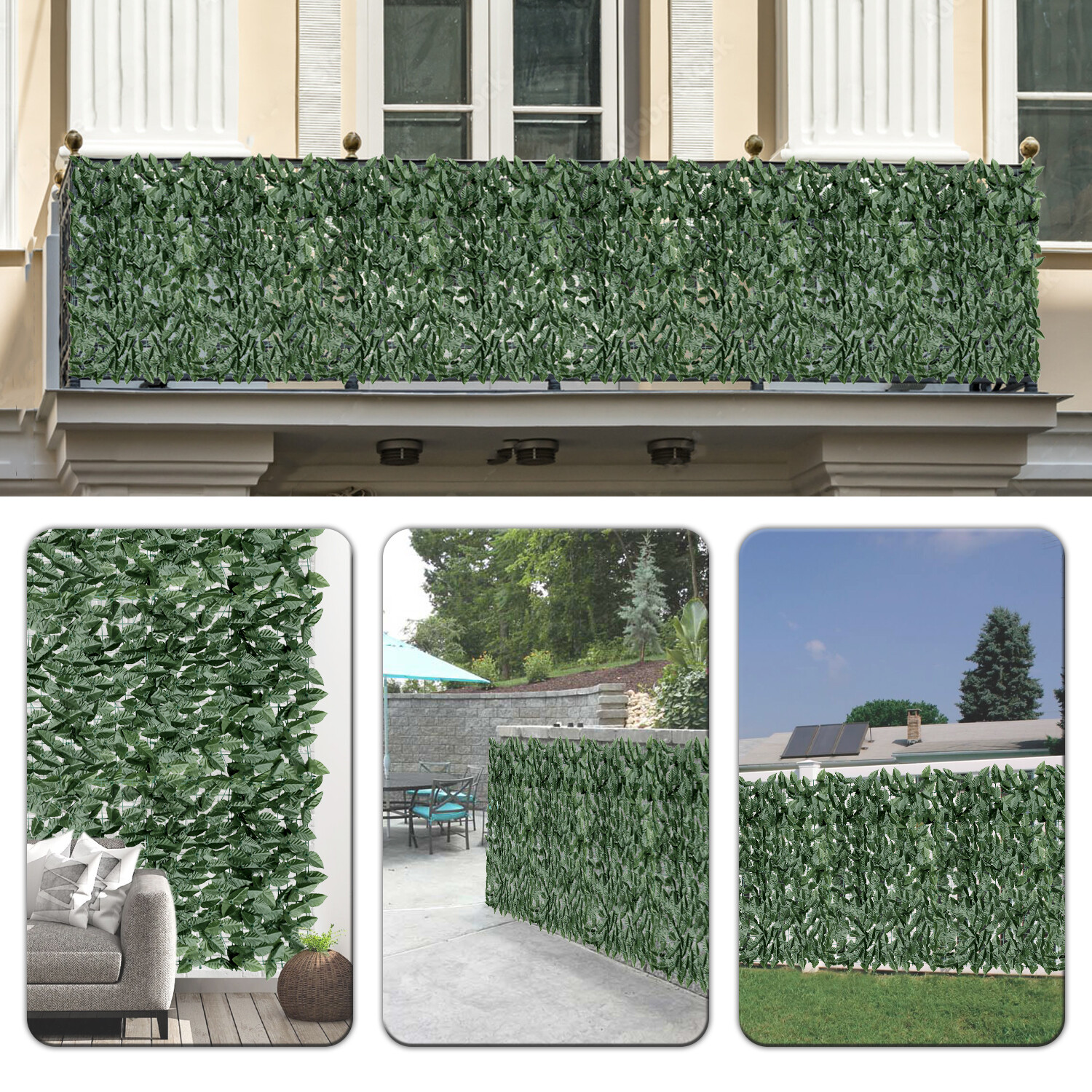 6 x 8FT Faux Dark Laurel Leaf Privacy Fence Panel Fence Screen Roll Hedge Decor