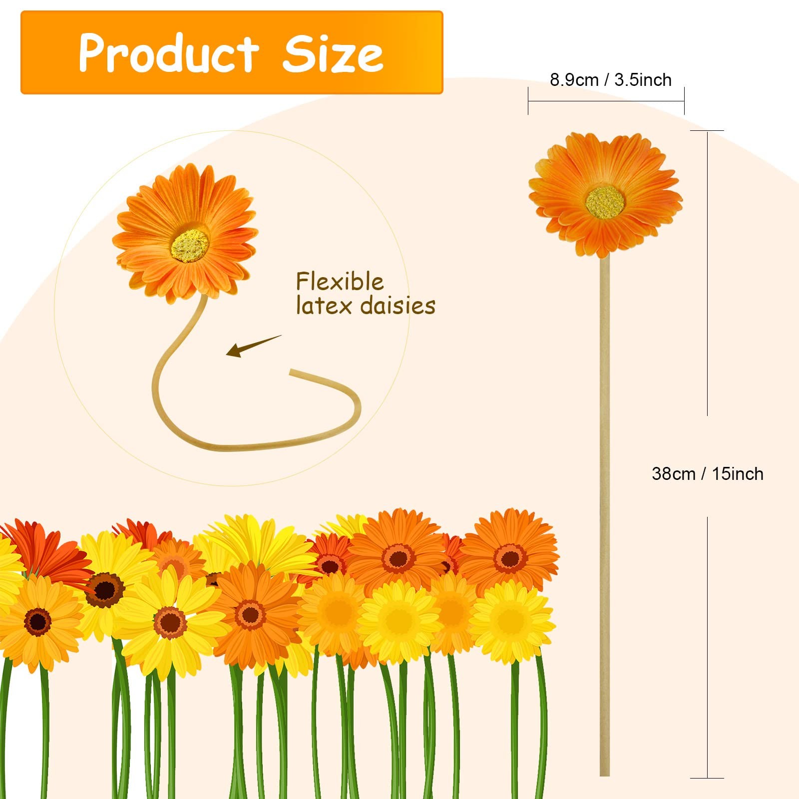 WILLBOND 48 Pcs Artificial Gerbera Daisies Flowers 15 in Pink and Orange Fake…