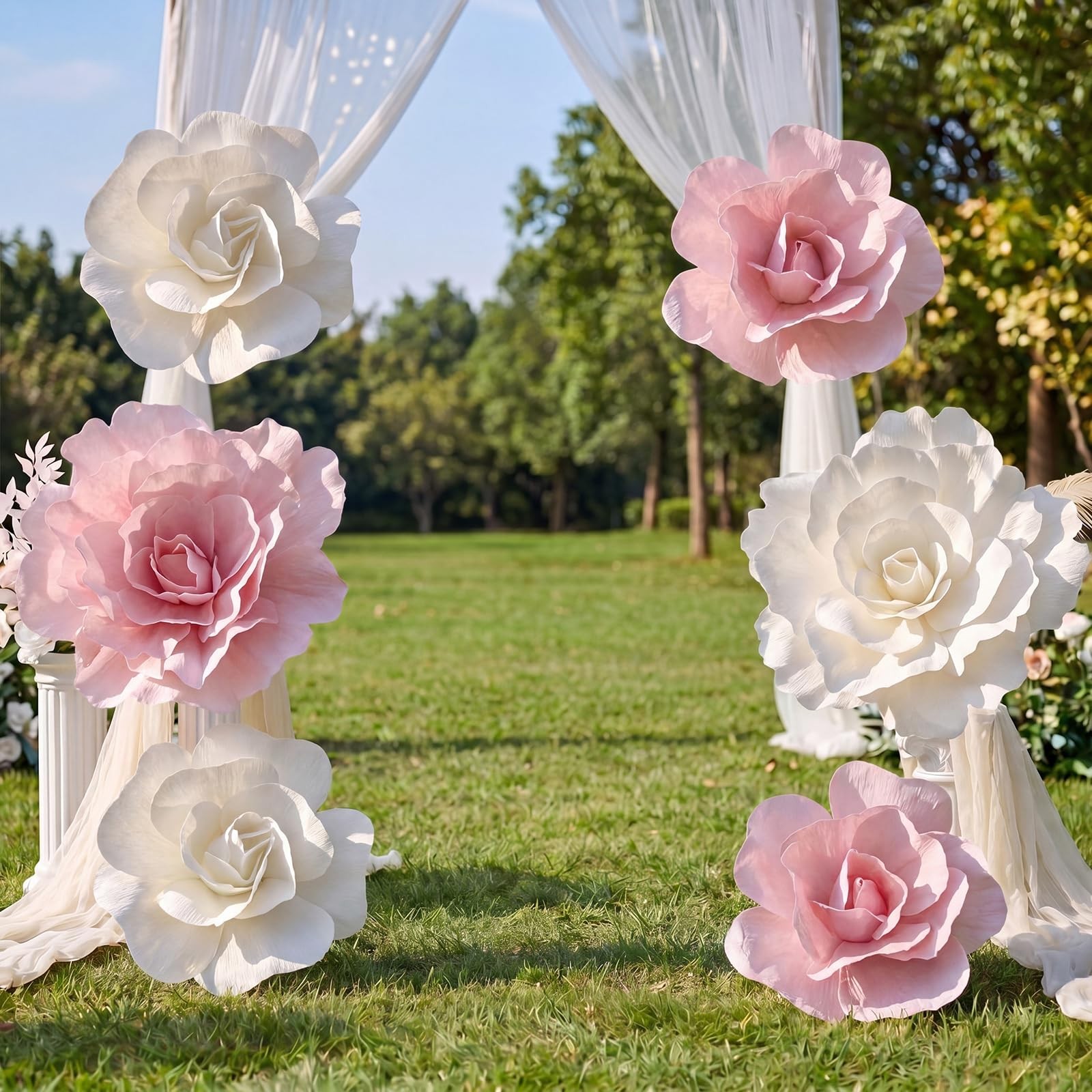 6 Pcs Artificial Giant Flowers for Decoration 12, 20 Inch Wedding Large White…