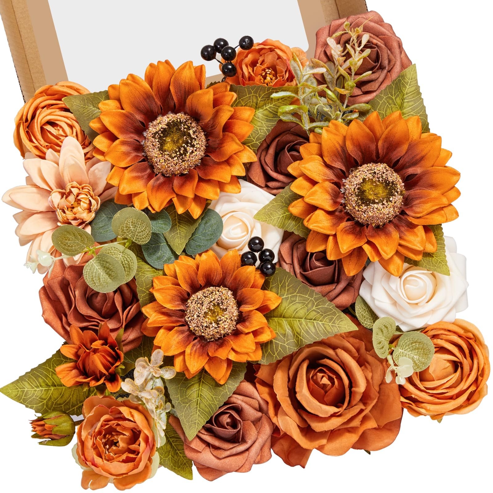 Artificial Sunflower Flowers Burnt Orange Fall Decor DIY Wedding Bouquet