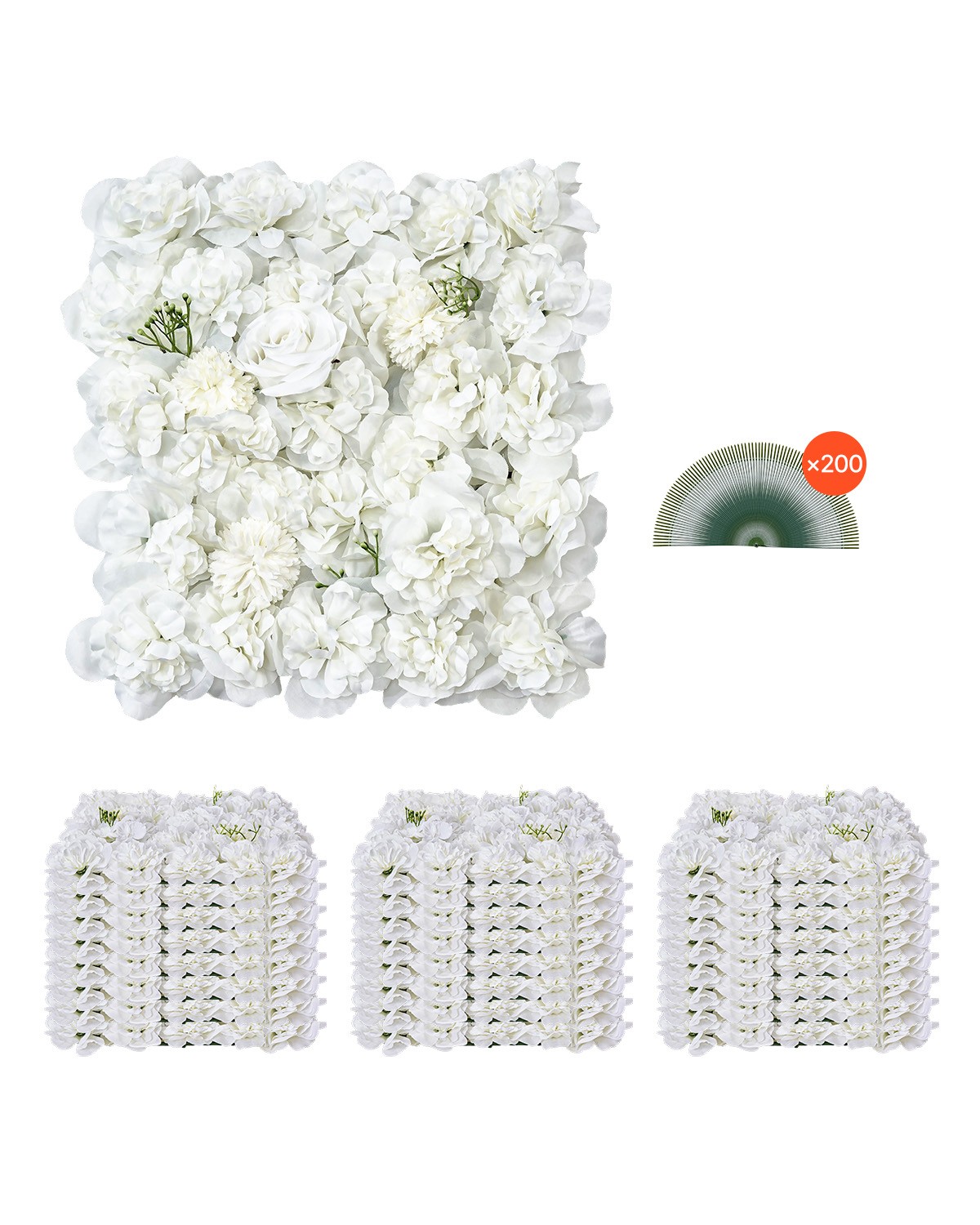 Uimoso 24pcs Artificial Silk Flower Wall Panel Floral Party Wedding Decor