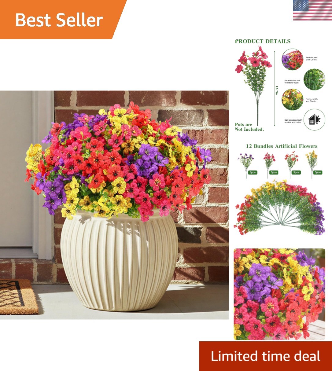 Lifelike Artificial Daisy Flower Mix for -Round Indoor and Outdoor Beauty
