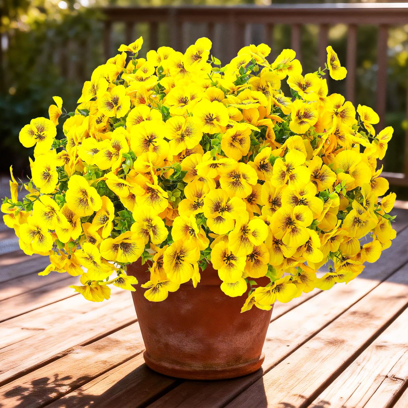 10pcs Outdoor Faux Flowers UV Resistant Artificial Fake Pansies Flowers with …