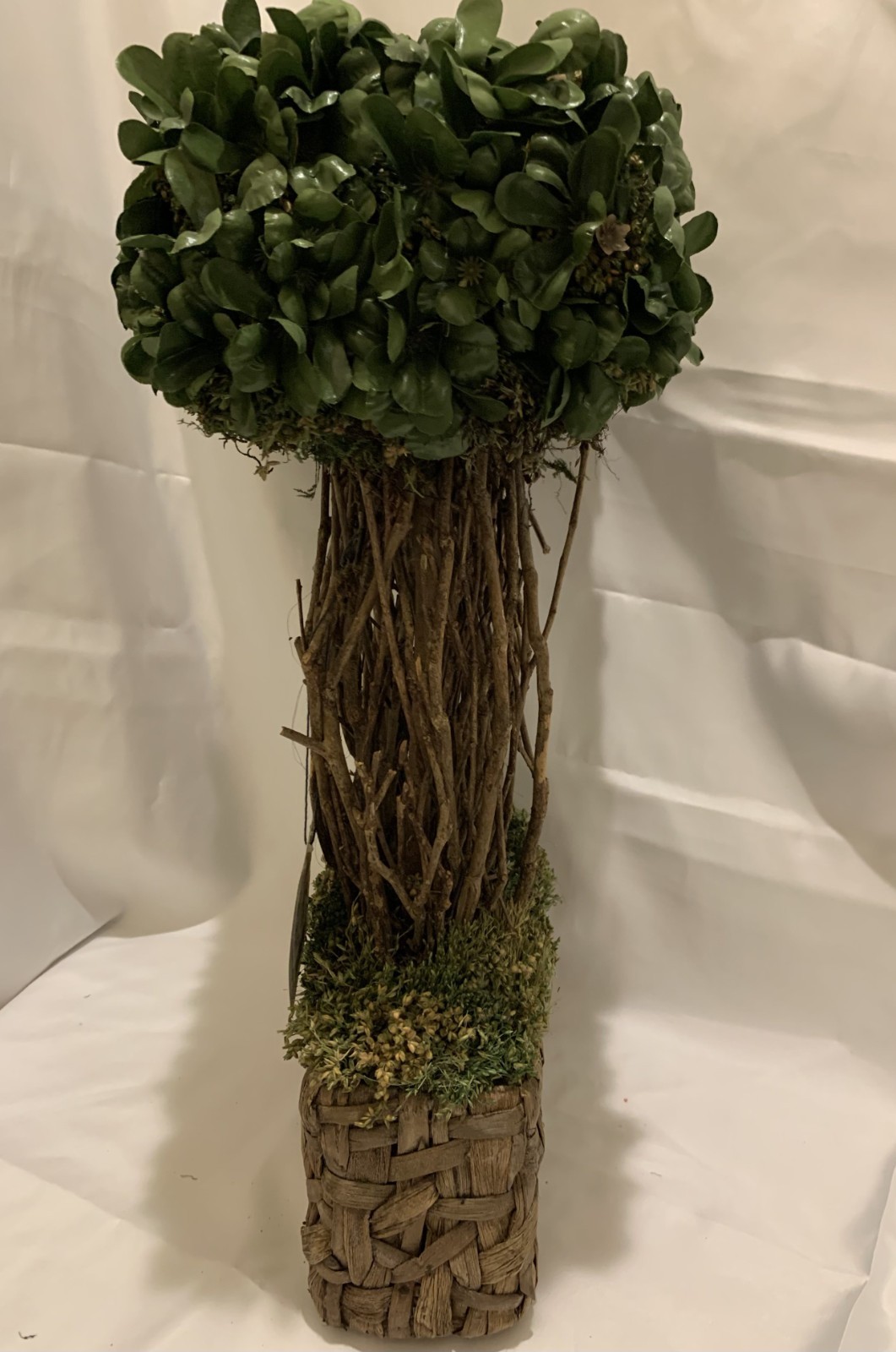 Tall Faux/Natural Topiary Arrangement in Woven Basket