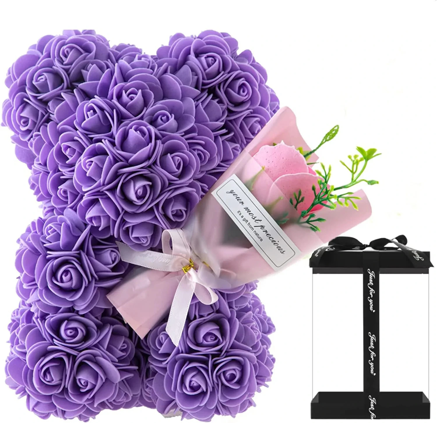 Rose Bear with flower bouquet Artificial Foam Flowers Bear Romantic CreativeGift